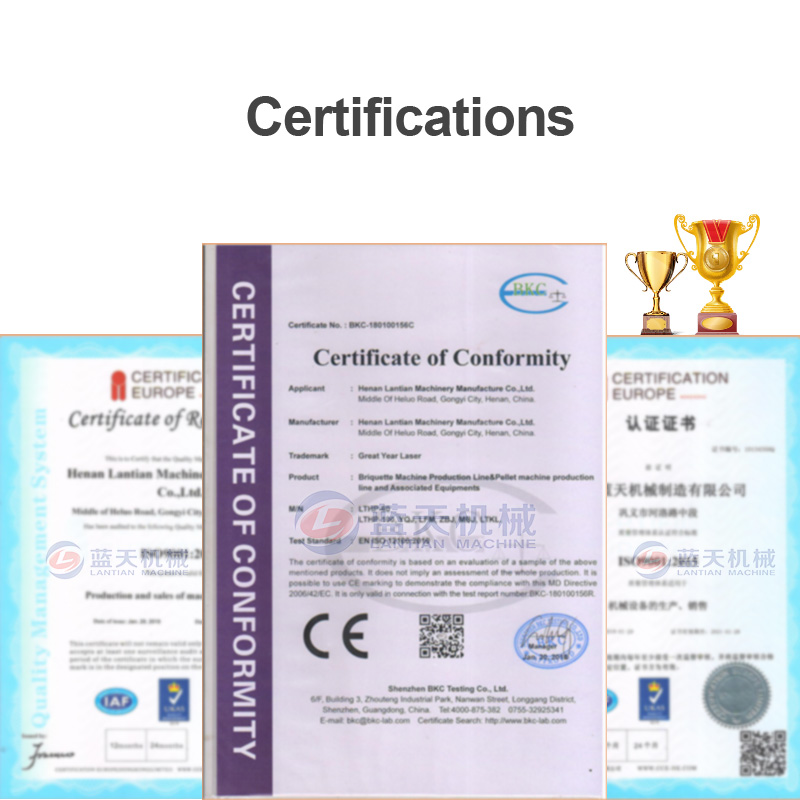 Olive dryer manufacturer's qualification certificate